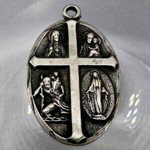 Catholic Emergency Medal Pendant Sterling Silver Last Rites Call Priest Signed